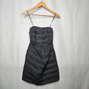 J. Crew Charcoal Grey Textured Stripes Mini Tube Dress